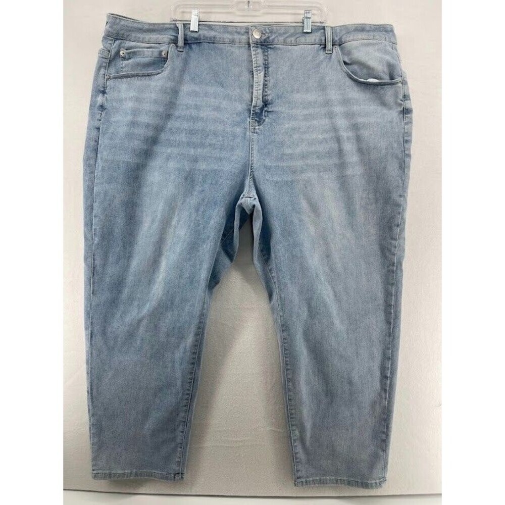 Eloquii Womens Jeans Plus‎ Size 28 Light Blue Cropped High Waist